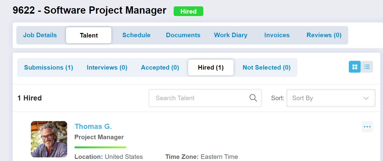 image of Hired Talent View