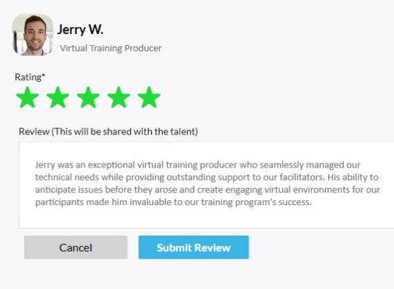 Talent reviews form