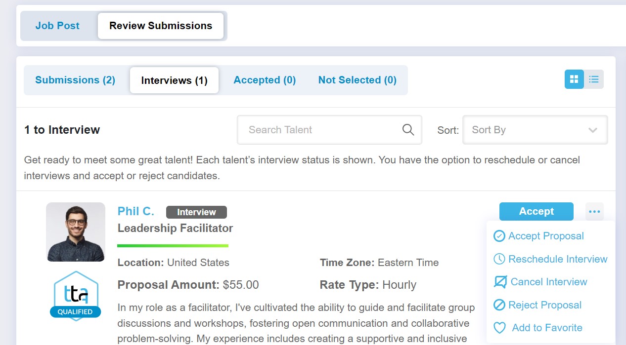 image of interview section