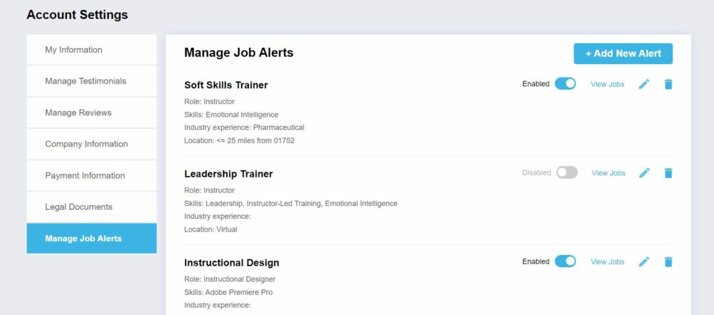 manage job alerts