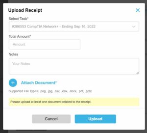 Invoice - Upload Receipt