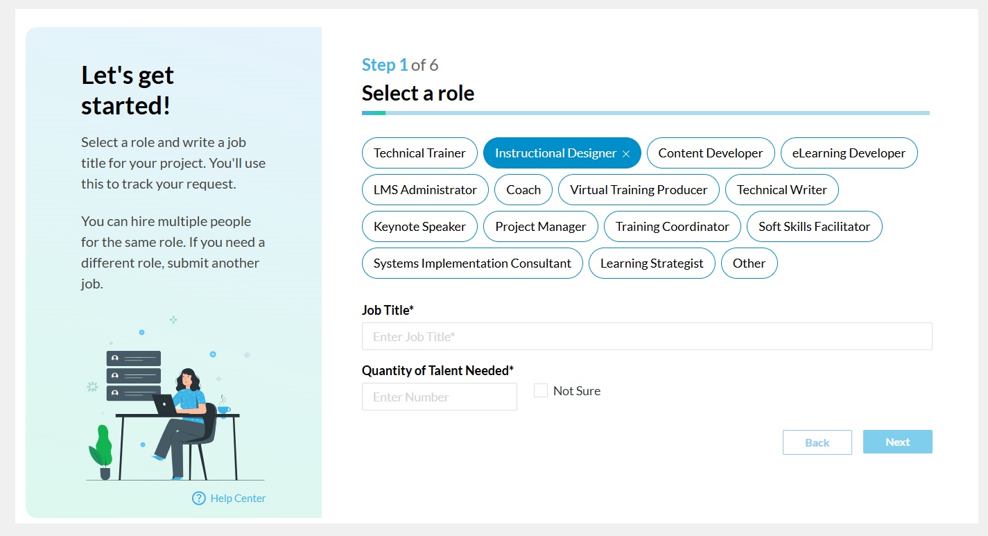 New Job Form to Request Talent on TTA Connect
