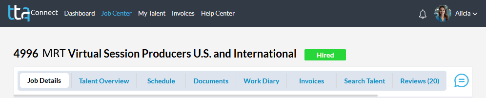 Hire Jobs - Menu bar